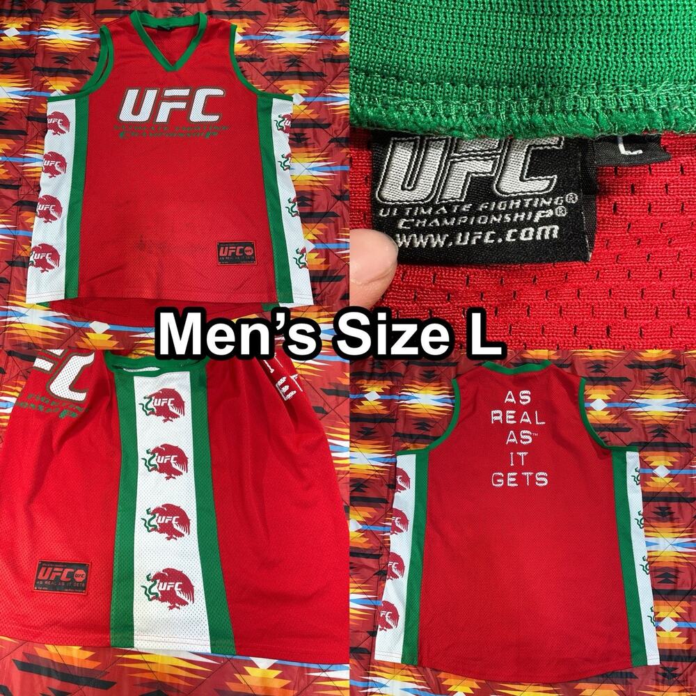 Vintage RARE UFC Team Mexico Snake Eagle Red Basketball Jersey Men’s Size Large